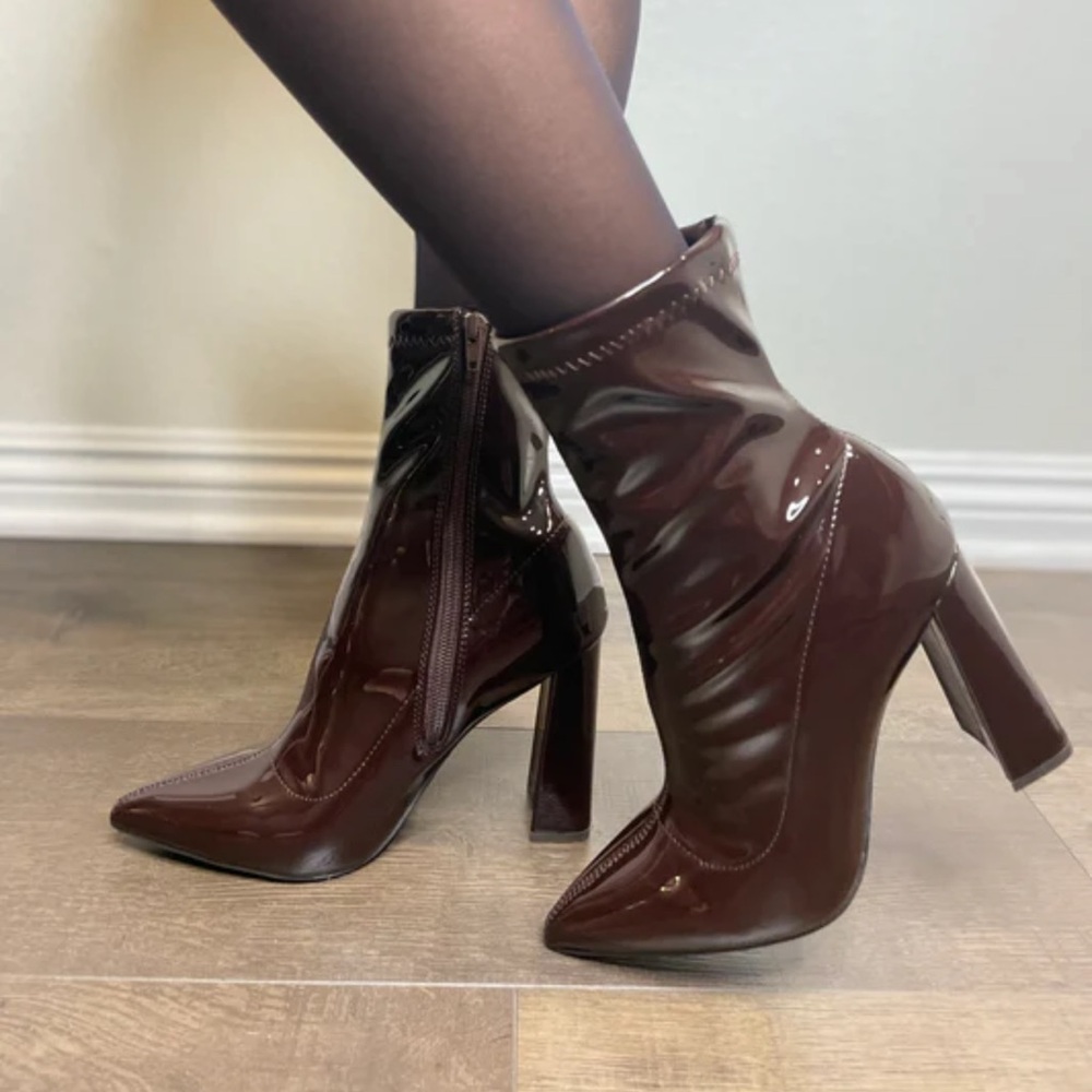 Brown Leather Heeled Boots